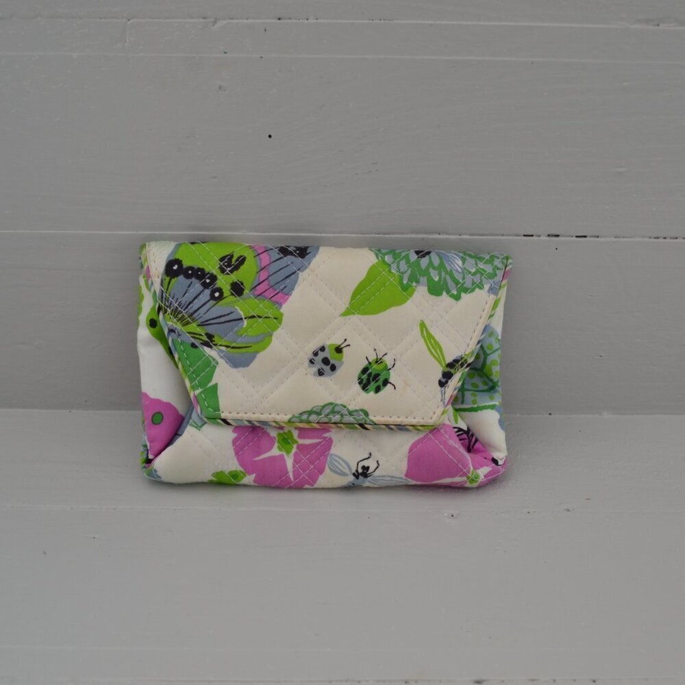 Vera Bradley White Pink Green Casey Sateen Wallet Clutch Limited Edition